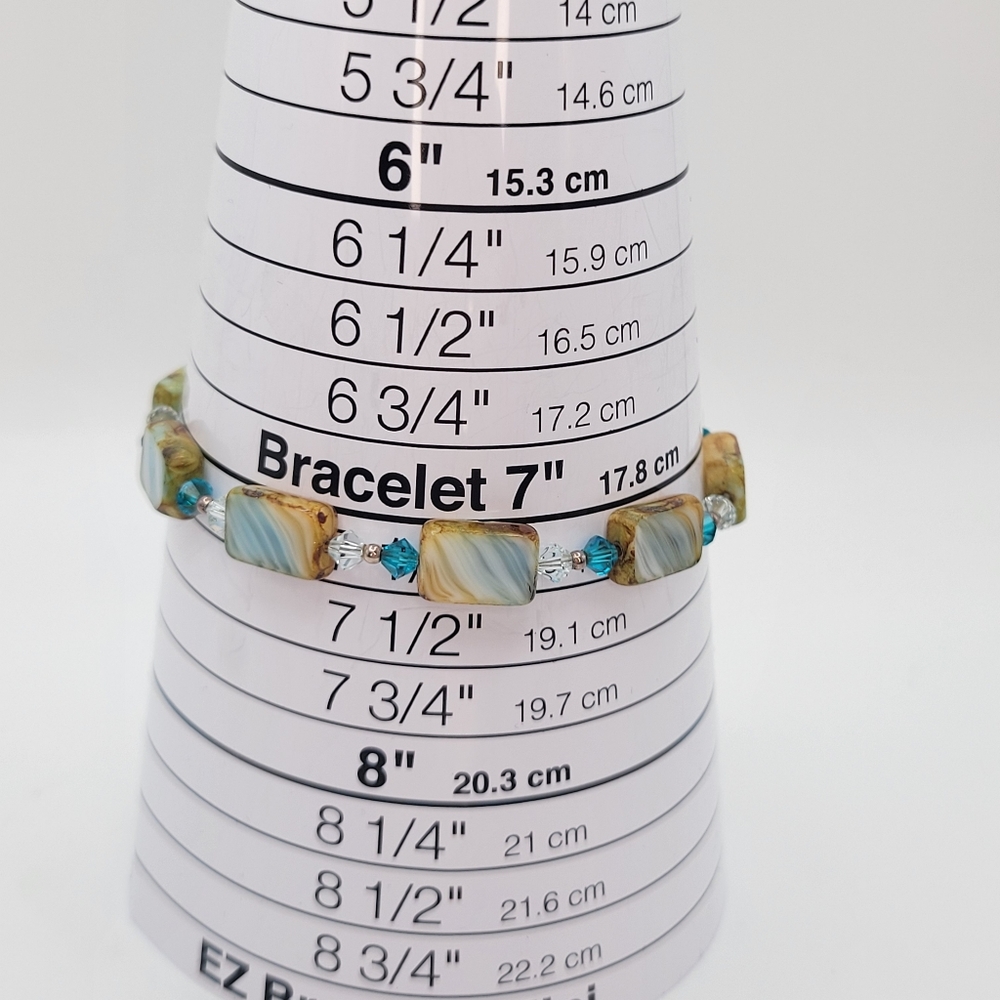 Glass Rectangular Beads Bracelet & Earrings Set - image 5